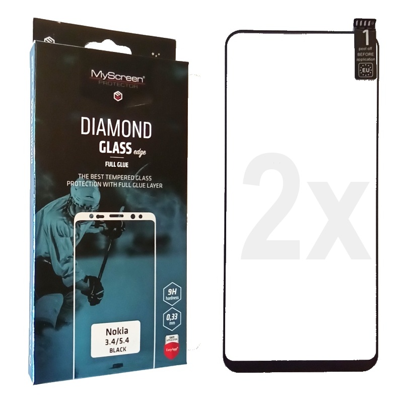 2 kusy ochranné sklo displeje MyScreen Diamond Glass FullGlue černé pro Nokia 3.4 / Nokia 5.4