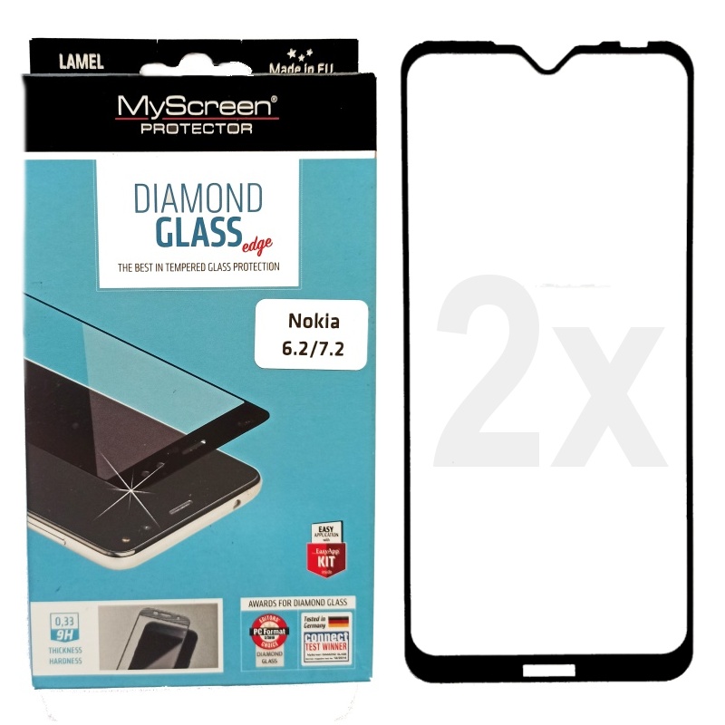 2x ochranné sklo displeje černé MyScreen Diamond Glass FullCover pro Nokia 6.2 / Nokia 7.2