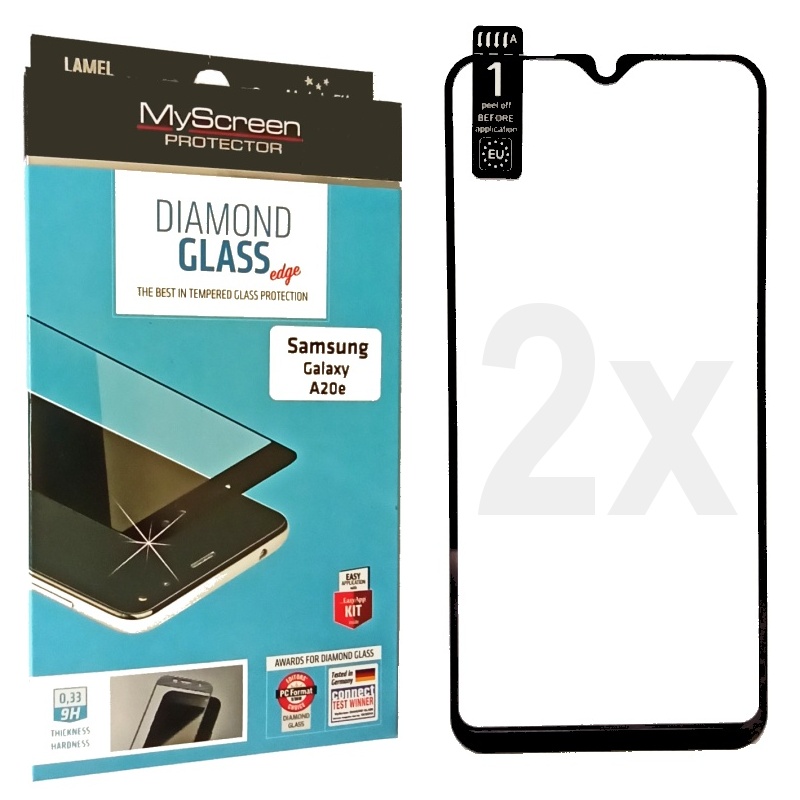 2 kusy ochranné sklo displeje MyScreen Diamond Glass FullCover černé pro Samsung Galaxy A20e