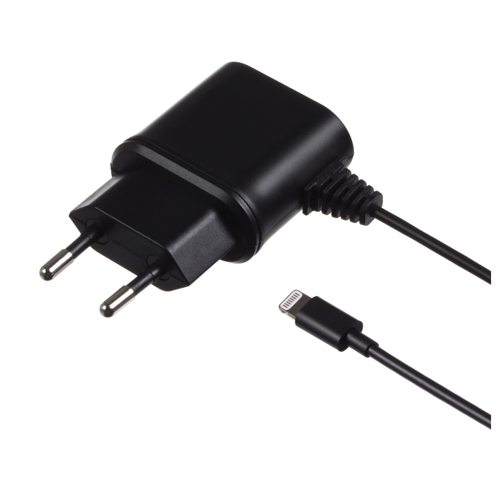 Cestovní nabíječka KIT s konektorem Apple Lightning, MFI, výstup 2A, černá