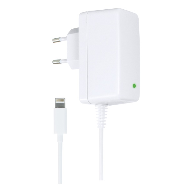 Cestovní certifikovaná nabíječka KIT pro iPhone 5 / 5S / SE / 6 / 6S / 7, konektor Lightning, MFI, 2A, bílá