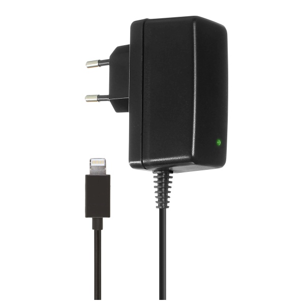 Cestovní certifikovaná nabíječka KIT pro iPhone 5 / 5S / SE / 6 / 6S / 7, konektor Lightning, MFI, 2A, černá