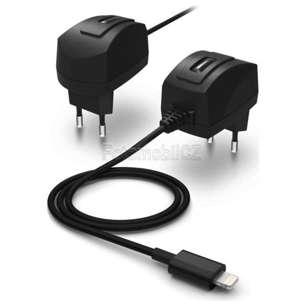 Cestovní nabíječka MUVIT pro Apple iPhone 5/5S/SE a iPod 5, konektor Lightning, MFI, 1A, černá