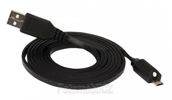 Datový kabel Fontastic s konektorem microUSB a LED světlem, 1,5m, černý, box