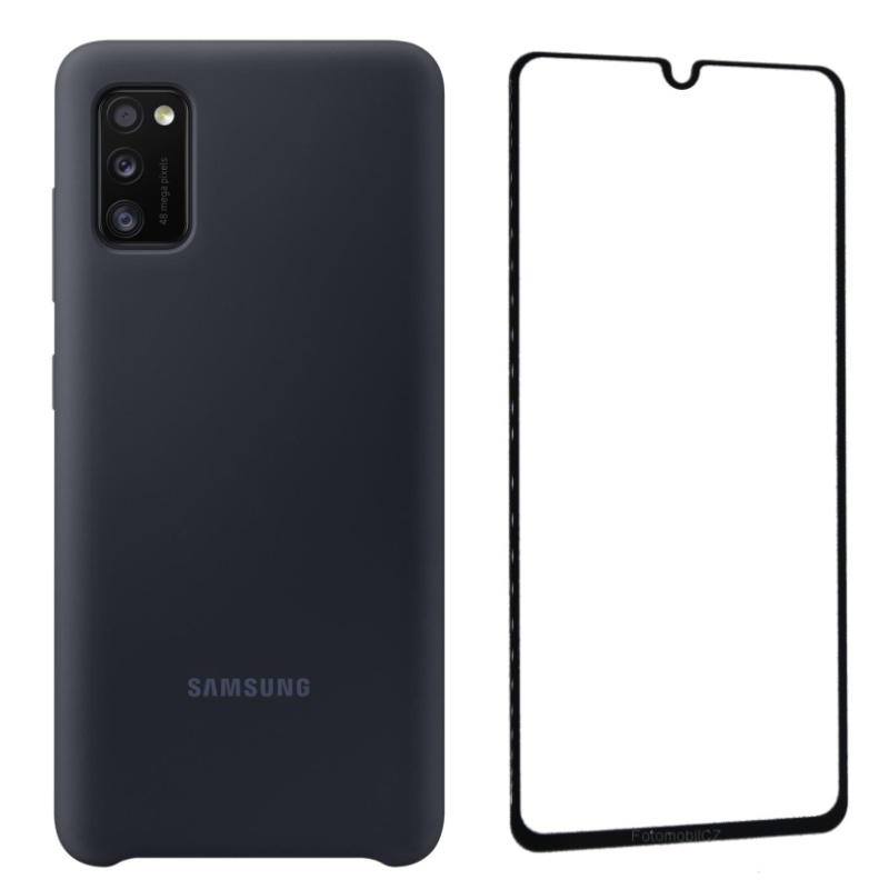 EF-PA415TBE Samsung Silikonový Kryt pro Galaxy A41 Black + sklo na displej