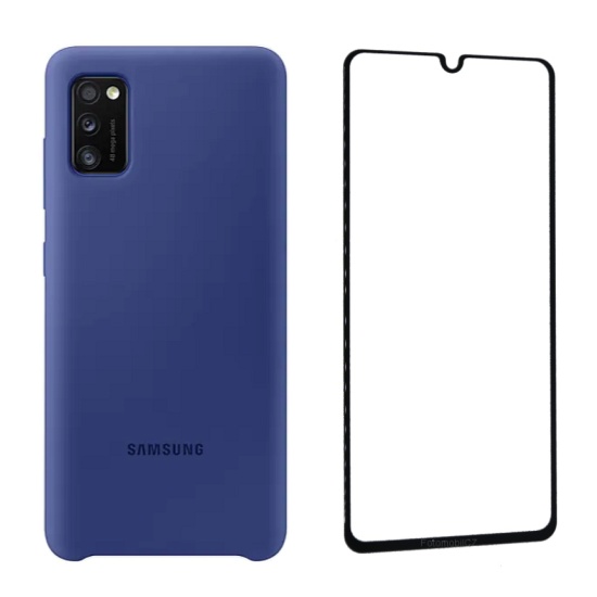 EF-PA415TLE Samsung Silikonový Kryt pro Galaxy A41 Blue + sklo na displej