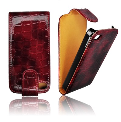 ForCell Flip Pouzdro Croco Bordo pro iPhone 4/4S