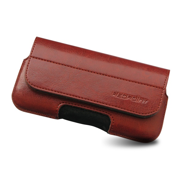 Horizontální pouzdro FIXED Sarif se zavíráním, velikost XXL, hnědé