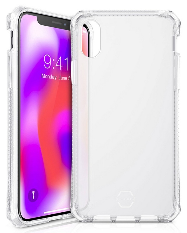 Odolné silikonové pouzdro ITSKINS Spectrum 2m Clear pro iPhone XS Max + ochranné sklo