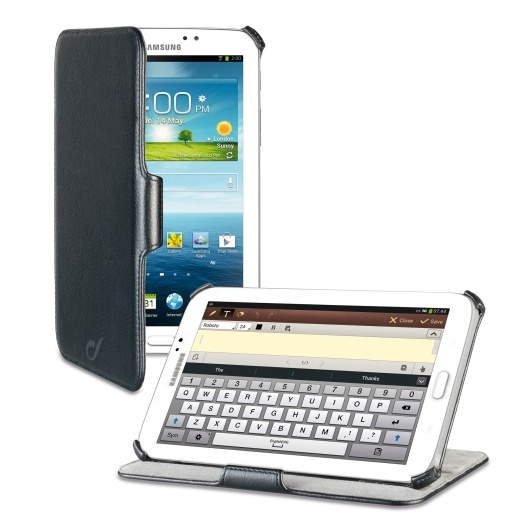 Kožené pouzdro typu kniha CellularLine pro Samsung Galaxy TAB 3 7.0, černé