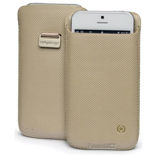 pouzdro CELLY Corretto pro iPhone SE / 5 / 5S, barva béžová