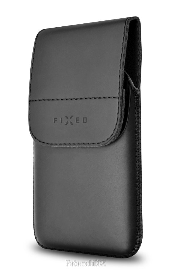 Pouzdro FIXED Pocket s klipem, PU kůže, velikost XXL, černé matné
