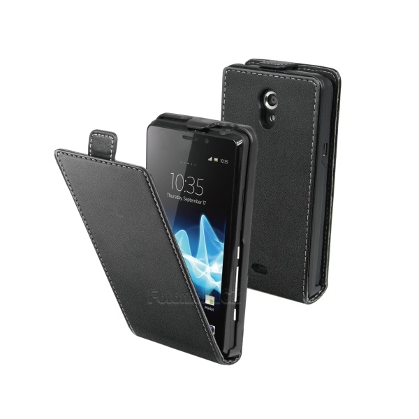 Pouzdro Made for Xperia Flap pro Sony Xperia J, slim provedení, PU kůže, černé
