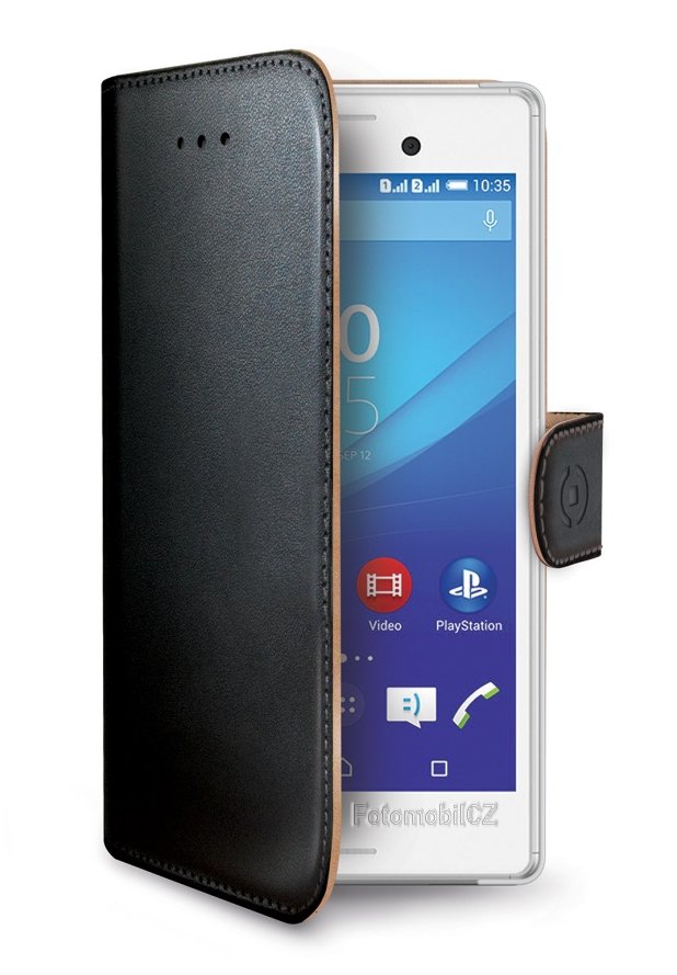 Stojánkové pouzdro typu kniha CELLY Wally pro Sony E2303 Xperia M4 Aqua, černé