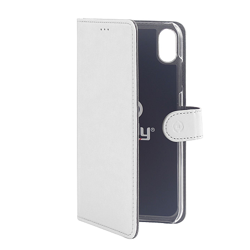 Pouzdro typu kniha CELLY Wally pro iPhone XR, bílé