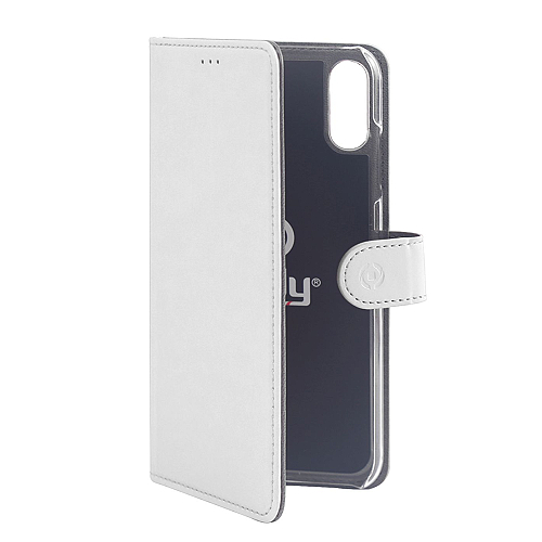 Pouzdro typu kniha CELLY Wally pro IPhone XS Max, bílé