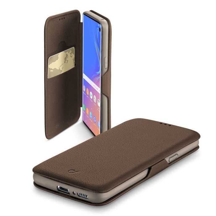 Pouzdro typu kniha CellularLine Book Clutch pro Samsung Galaxy S10, hnědé
