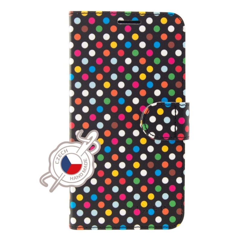 Pouzdro typu kniha FIXED FIT pro Samsung Galaxy A7 2018, motiv Rainbow Dots
