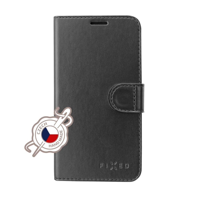 Pouzdro typu kniha FIXED FIT Shine pro Huawei P30, antracitové + sklo na displej