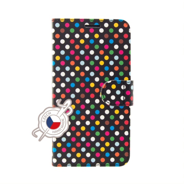 Pouzdro typu kniha FIXED FIT pro Huawei P30, motiv Rainbow Dots + ochranné sklo na displej