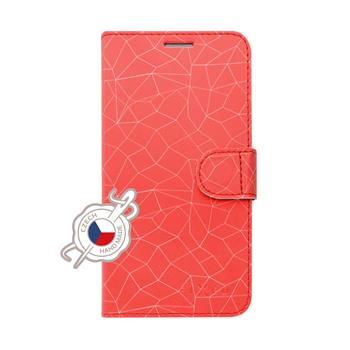 Pouzdro typu kniha FIXED FIT pro Samsung Galaxy A7 2018, motiv Red Mesh