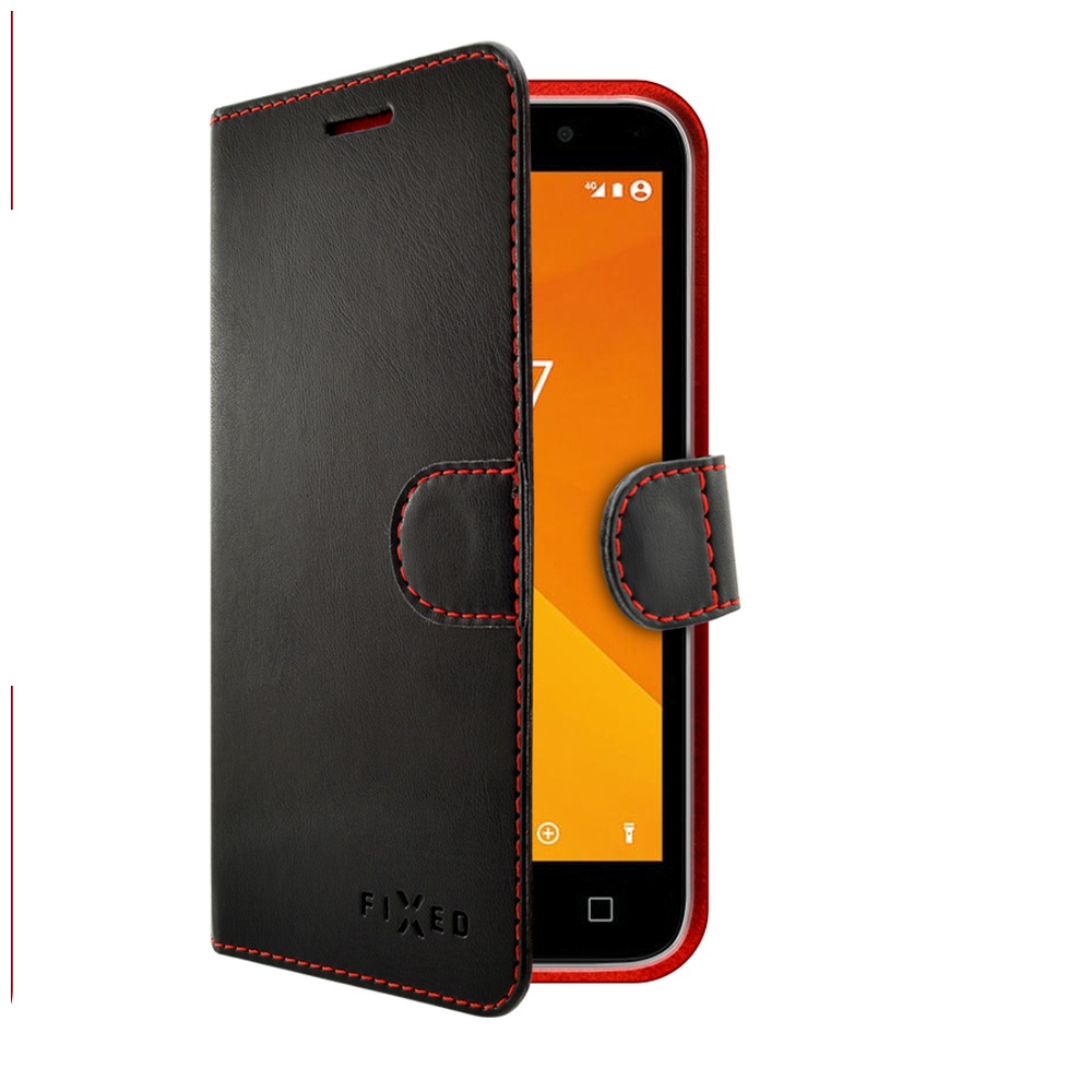 Pouzdro typu kniha FIXED FIT pro Vodafone Smart Turbo 7, černé