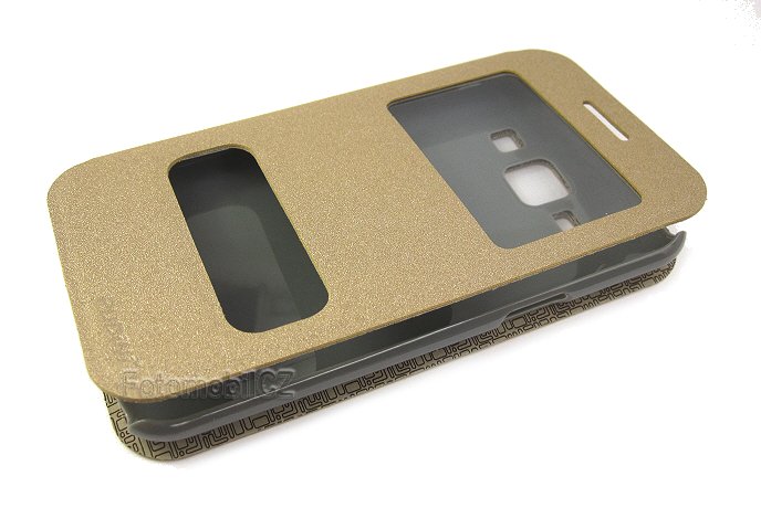 Pudini S-View Pouzdro GOLD zlatá barva pro Samsung J100 Galaxy J1 (EU Blister)