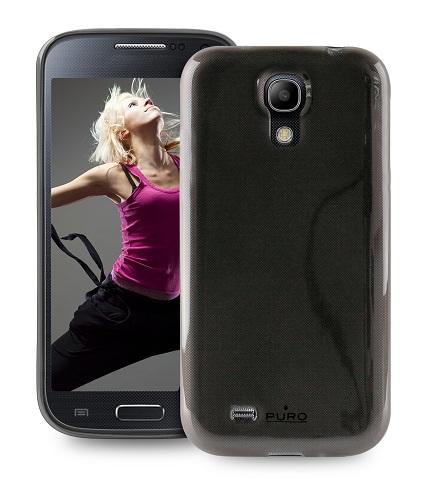 Puro silikonové černé transparentní pouzdro kryt pro Samsung i9195 Galaxy S4 mini