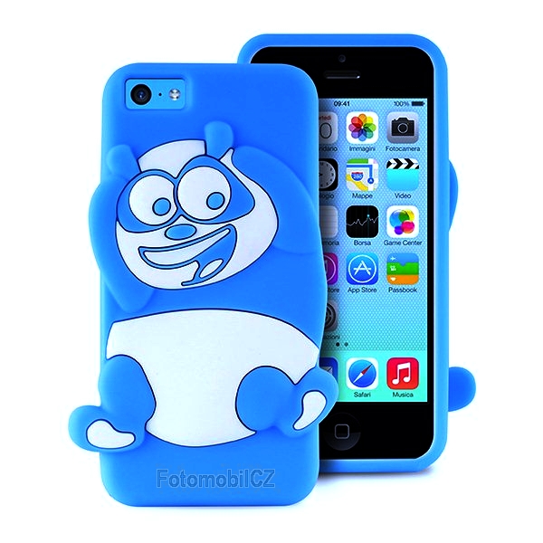 3D silikonové modré pouzdro PURO panda pro IPhone SE / 5s / 5 / 5c