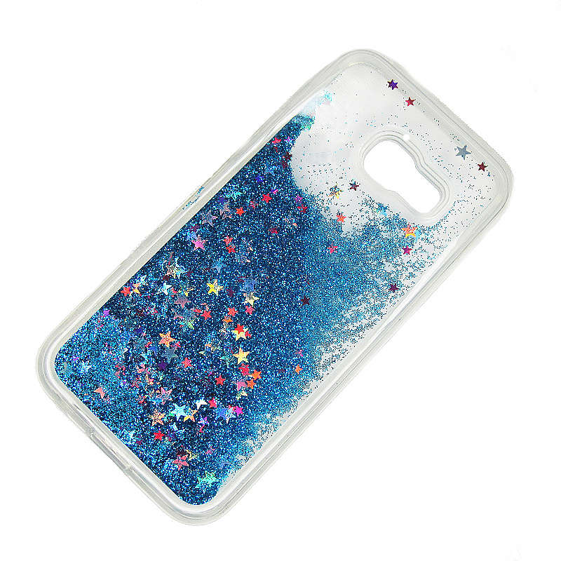 Silikonové pouzdro modré třpytky pro Samsung A320F Galaxy A3 2017