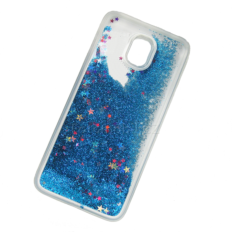 Silikonové pouzdro modré třpytky pro Samsung J330F Galaxy J3 2017