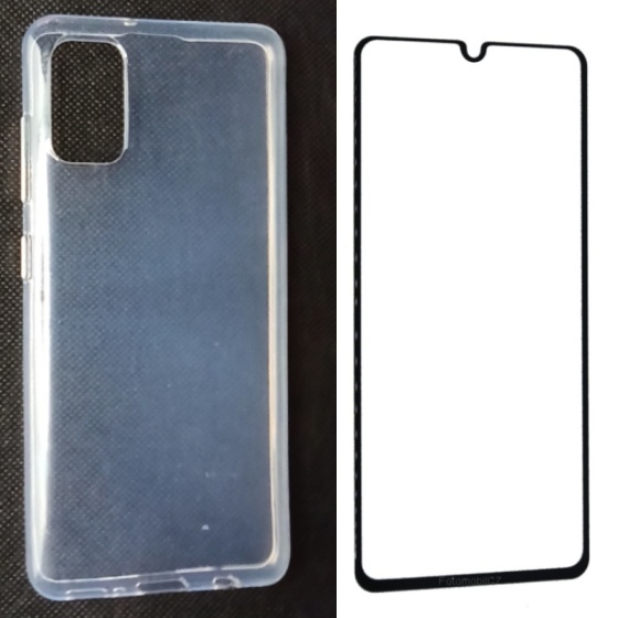 Silikonové TPU pouzdro Slim 1mm pro Samsung Galaxy A41 transparentní + ochranné sklo