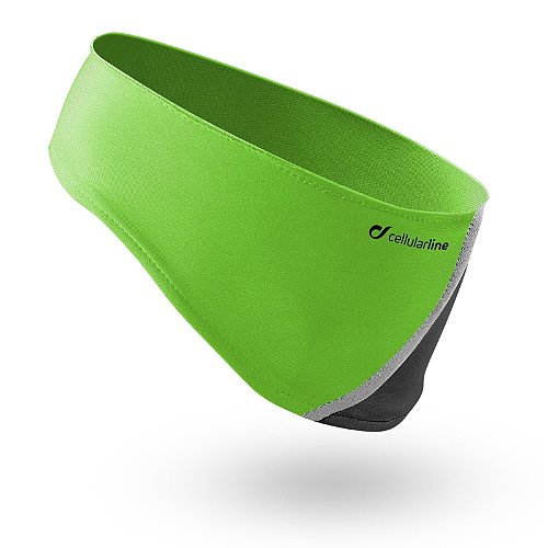 Sportovní čelenka s integrovanými stereo sluchátky Cellularline EARBAND, limetková