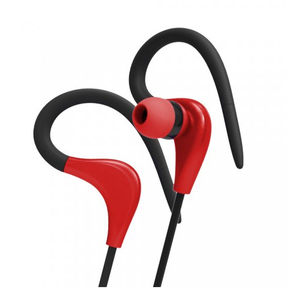 Sportovní stereo sluchátka Fontastic Active s funkcí handsfree, 3,5 mm jack, černo-červené