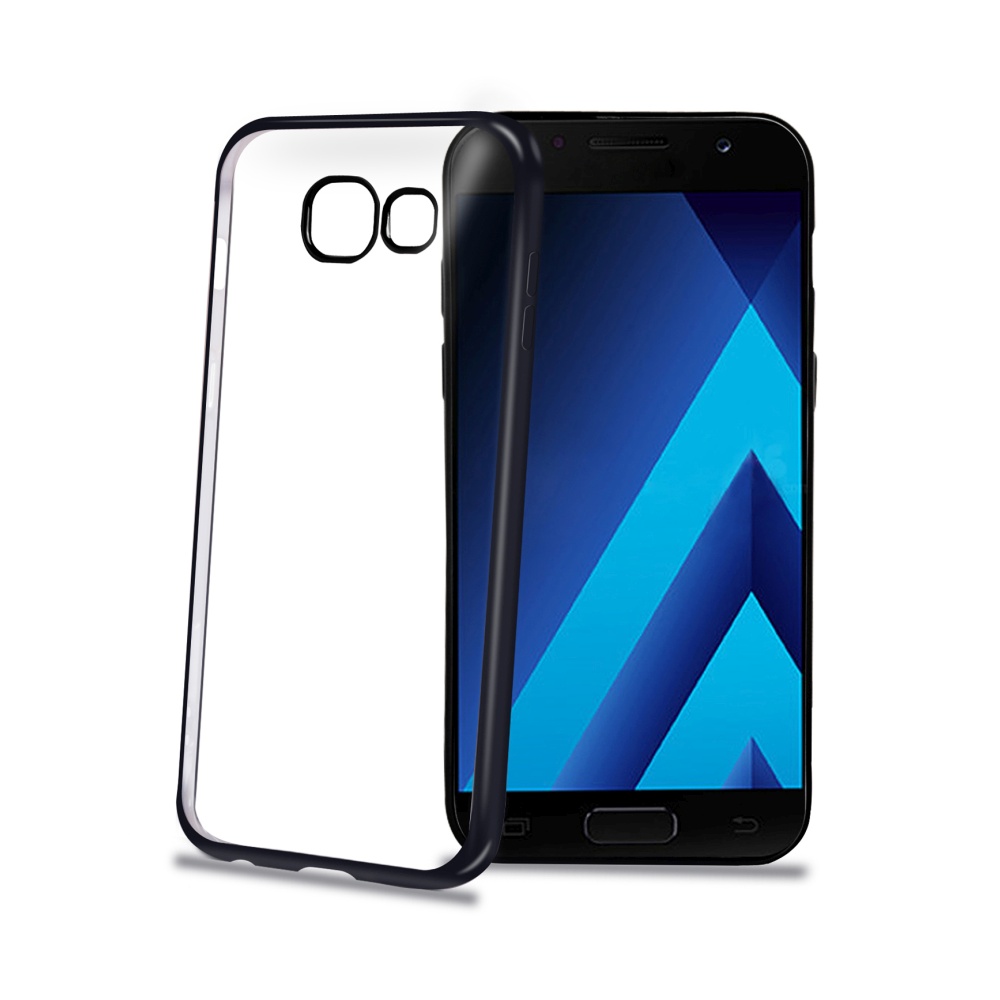 TPU pouzdro CELLY Laser - lemování s kovovým efektem pro Samsung A520 Galaxy A5 2017, černé