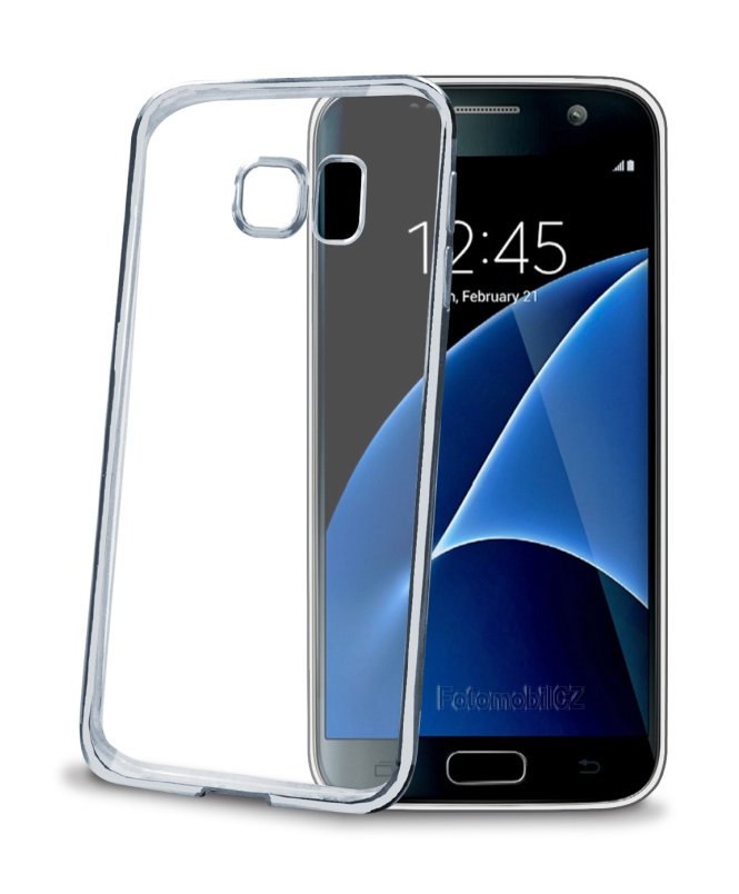 TPU silikonové pouzdro CELLY Laser - lemování s kovovým efektem Samsung Galaxy S7, stříbrné