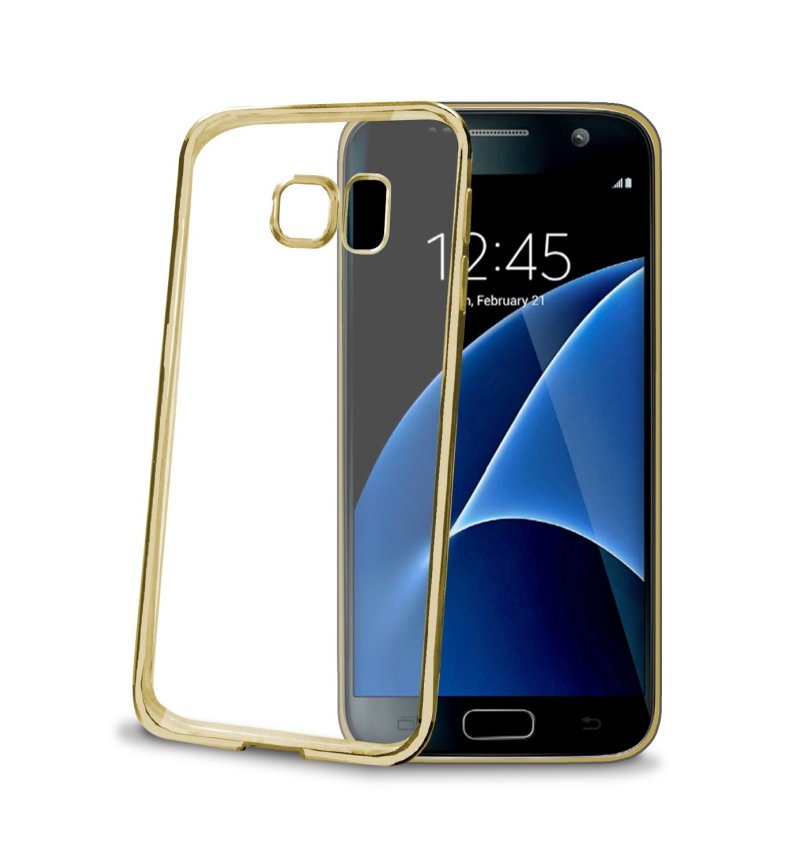TPU silikonové pouzdro CELLY Laser - lemování s kovovým efektem Samsung Galaxy S7, zlaté