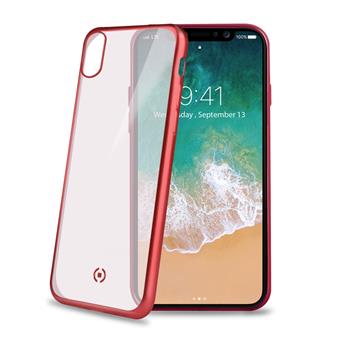 TPU silikonové pouzdro CELLY Laser - lemování s matným kovovým efektem pro iPhone X / XS, červené