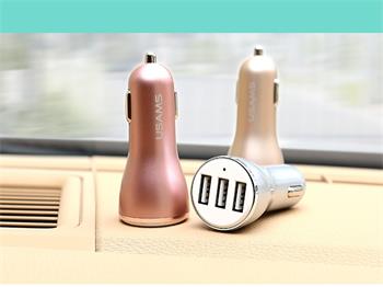 USAMS 3.4A Trio USB Autonabíječka GOLD zlatá barva (EU Blister)