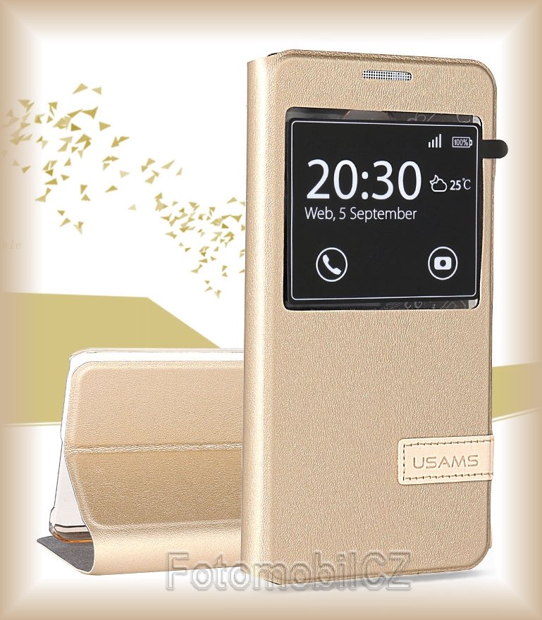 USAMS Muge S-View Pouzdro GOLD zlatá barva pro LG H850 G5