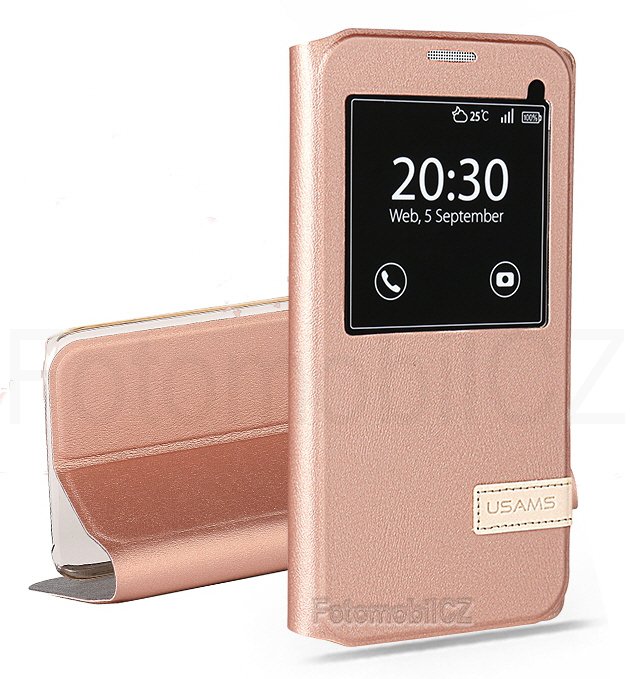 USAMS Muge S-View Pouzdro Rose GOLD zlatá barva pro Samsung G930 Galaxy S7