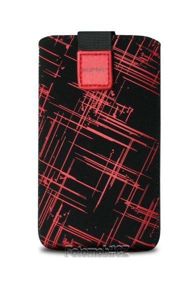 Univerzální pouzdro FIXED Velvet, mikroplyš, motiv Red Stripes, velikost 4XL