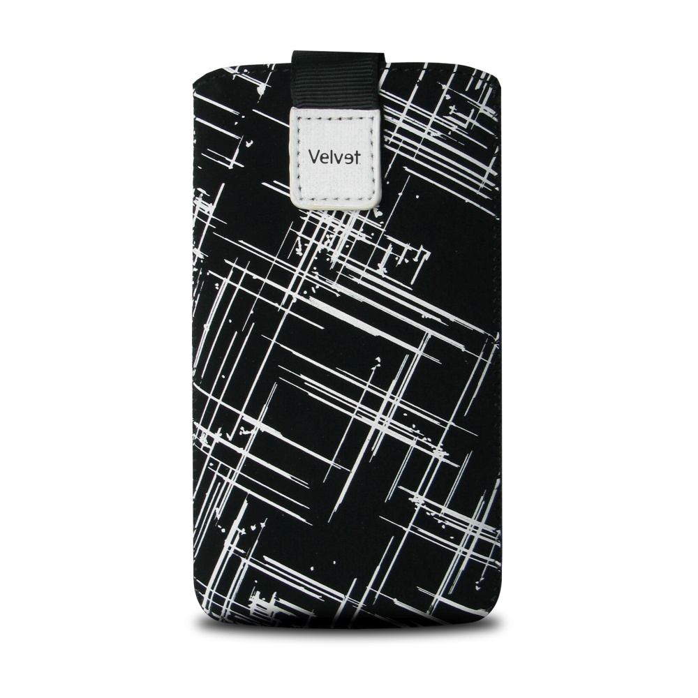 Univerzální pouzdro FIXED Velvet, mikroplyš, motiv White Stripes, velikost 5XL+