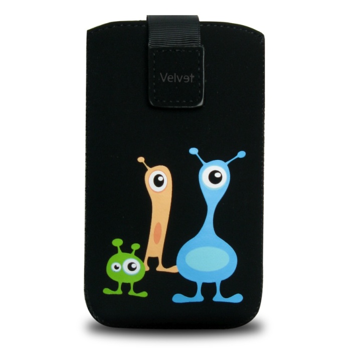 Univerzální pouzdro FIXED Velvet, mikroplyš, motiv Alien, velikost L