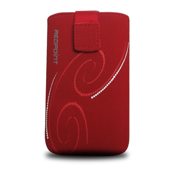 Univerzální pouzdro FIXED Velvet, mikroplyš, motiv Red Spirals, velikost L