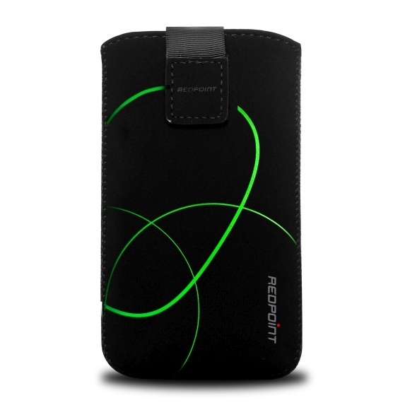 Univerzální pouzdro FIXED Velvet, mikroplyš, motiv Stripe Green, velikost L