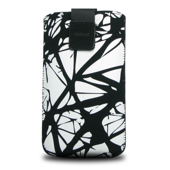 Univerzální pouzdro FIXED Velvet, mikroplyš, motiv White Cracks, velikost L