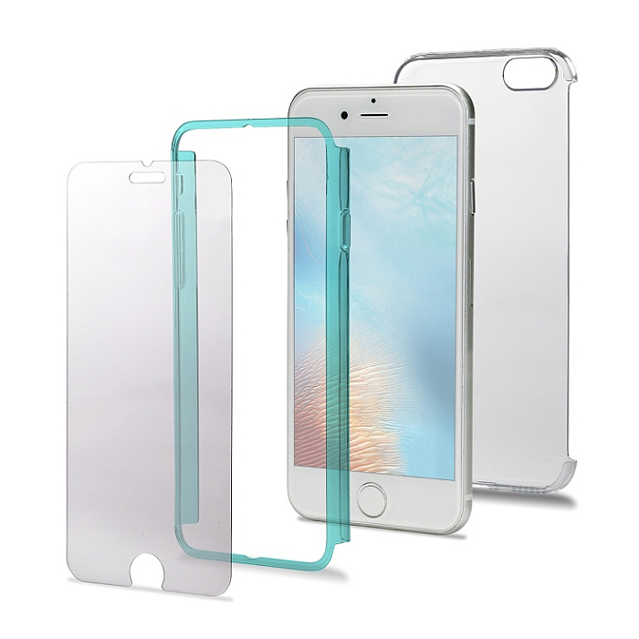 Zadní kryt CELLY Body + ochrané sklo pro iPhone 7 / 8 / SE 2020 / SE 2022, kompletní ochrana 3v1, tyrkysové