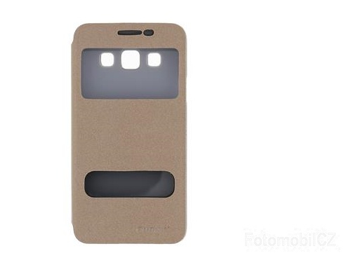 Pudini S-View Pouzdro GOLD zlatá barva pro Samsung Galaxy A3 (EU Blister)