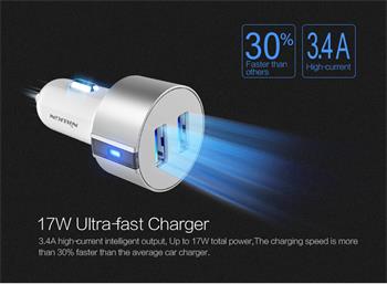 Nillkin Vigor Dual USB Autonabíječka Silver (EU Blister)